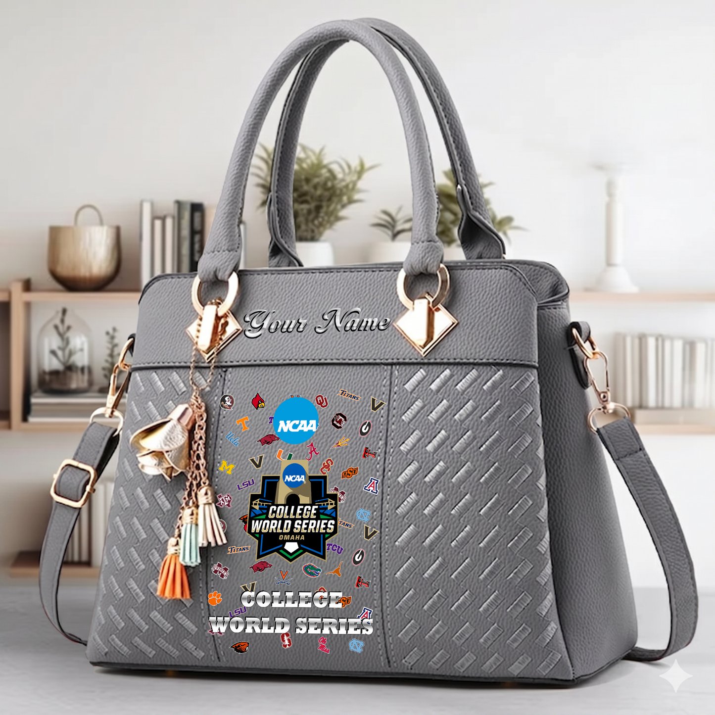 VIRAL EDITON - NEW CUSTOMIZED NCAA CWS32 CWS ALL TEAMS ZIP HANDBAG MULTICOLOR