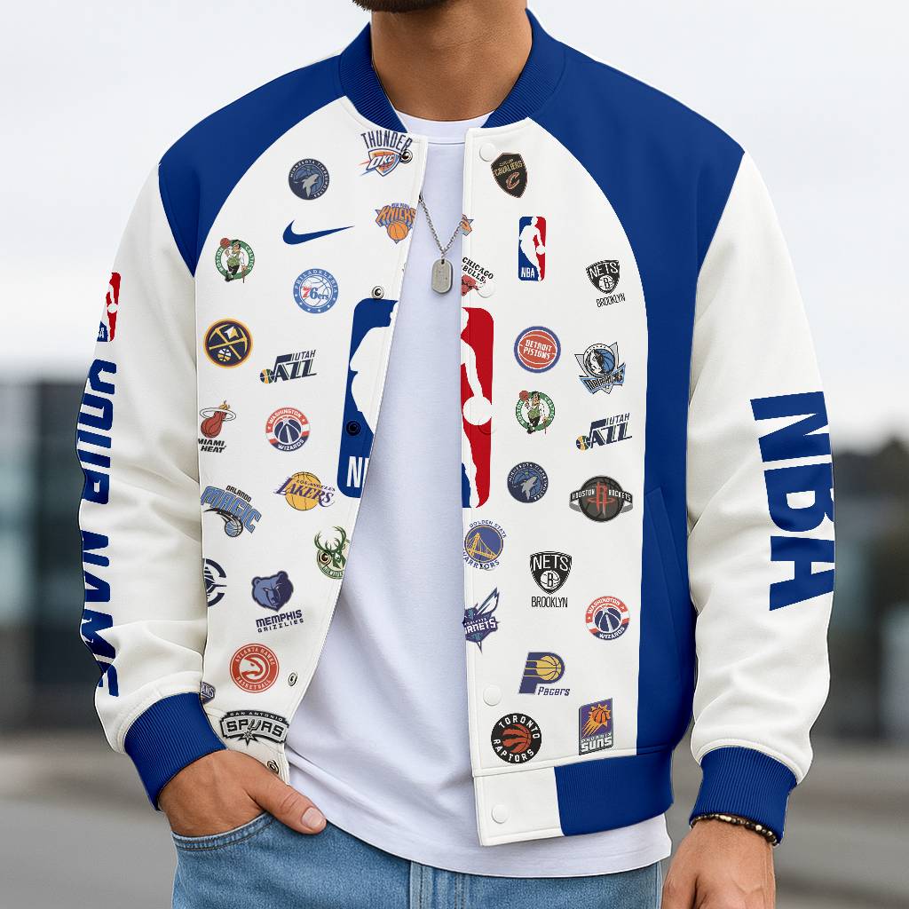 FINAL SALE - NEW CUSTOMIZED NBA32 NBA ALL TEAMS BASEBALL JACKET, SATIN VARSITY JACKET