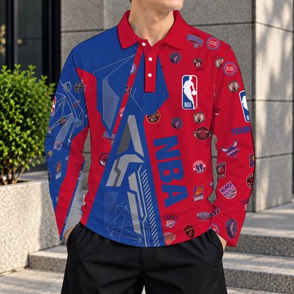 LIMITED EDITION - NEW CUSTOMIZED NBA32 ALL TEAMS MEN'S LONG SLEEVE POLO