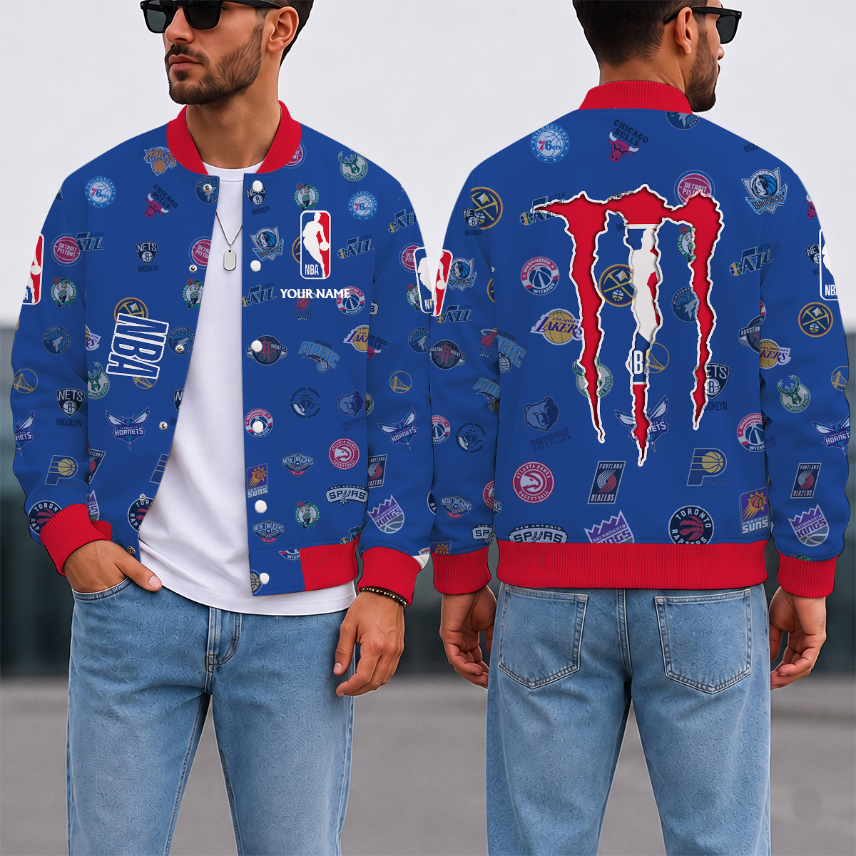 LIMITED EDITION - NEW CUSTOMIZED NBA32 NBA ALL TEAMS BASEBALL JACKET, SATIN VARSITY JACKET