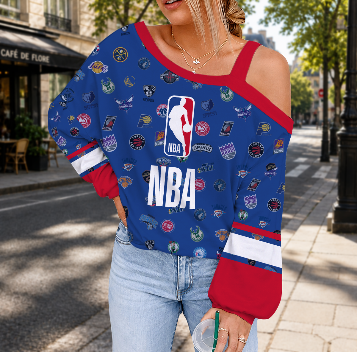 FINAL SALE - NEW CUSTOMIZED NBA32 NBA ALL TEAMS DROP SHOULDER SWEATSHIRT
