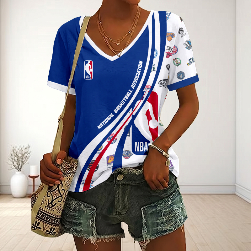 FINAL SALE - NEW CUSTOMIZED NBA32 NBA ALL TEAMS V-NECK FEMALE SHIRT