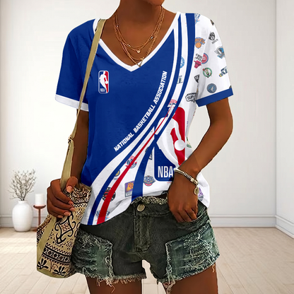 FINAL SALE - NEW CUSTOMIZED NBA32 NBA ALL TEAMS V-NECK FEMALE SHIRT