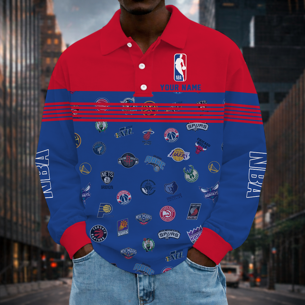 VIRAL EDITION - NEW CUSTOMIZED NBA32 ALL TEAMS MEN LONG SLEEVE POLO