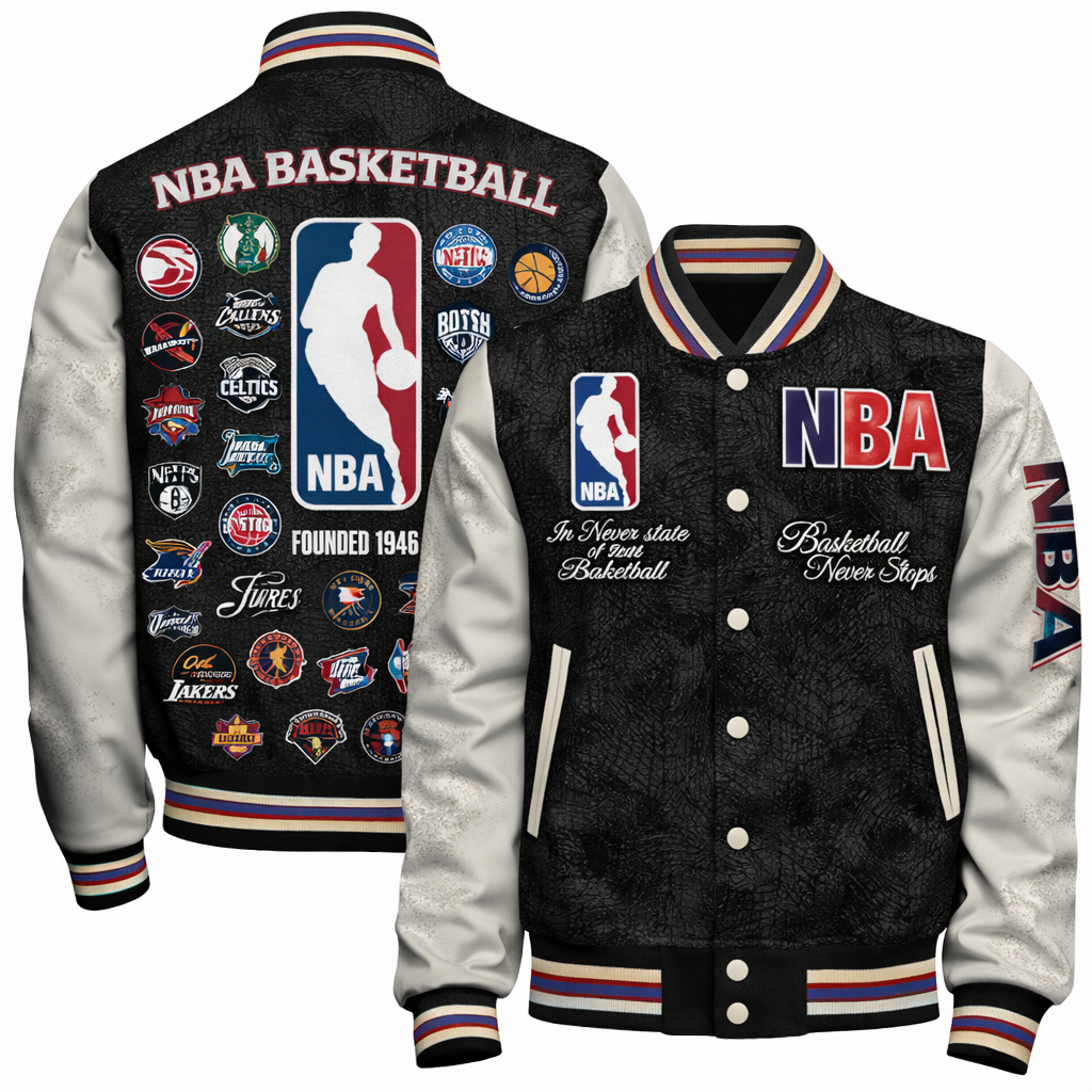 FINAL SALE - NEW CUSTOMIZED NBA32 NBA ALL TEAMS BASEBALL JACKET, SATIN VARSITY JACKET