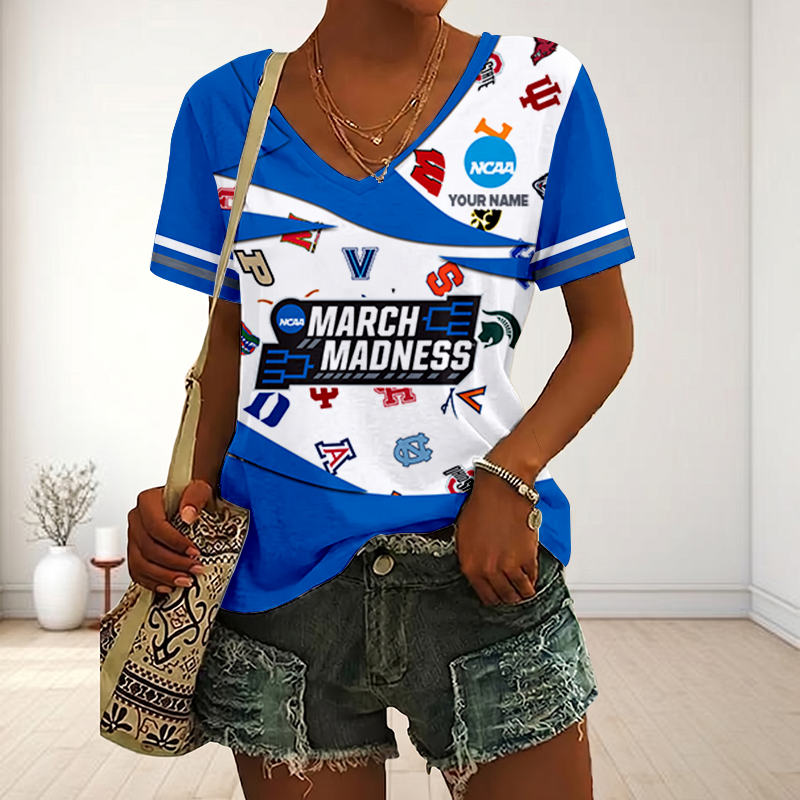 VIRAL EDITON - NEW CUSTOMIZED NCAA32 MAM ALL TEAMS V-NECK FEMALE SHIRT