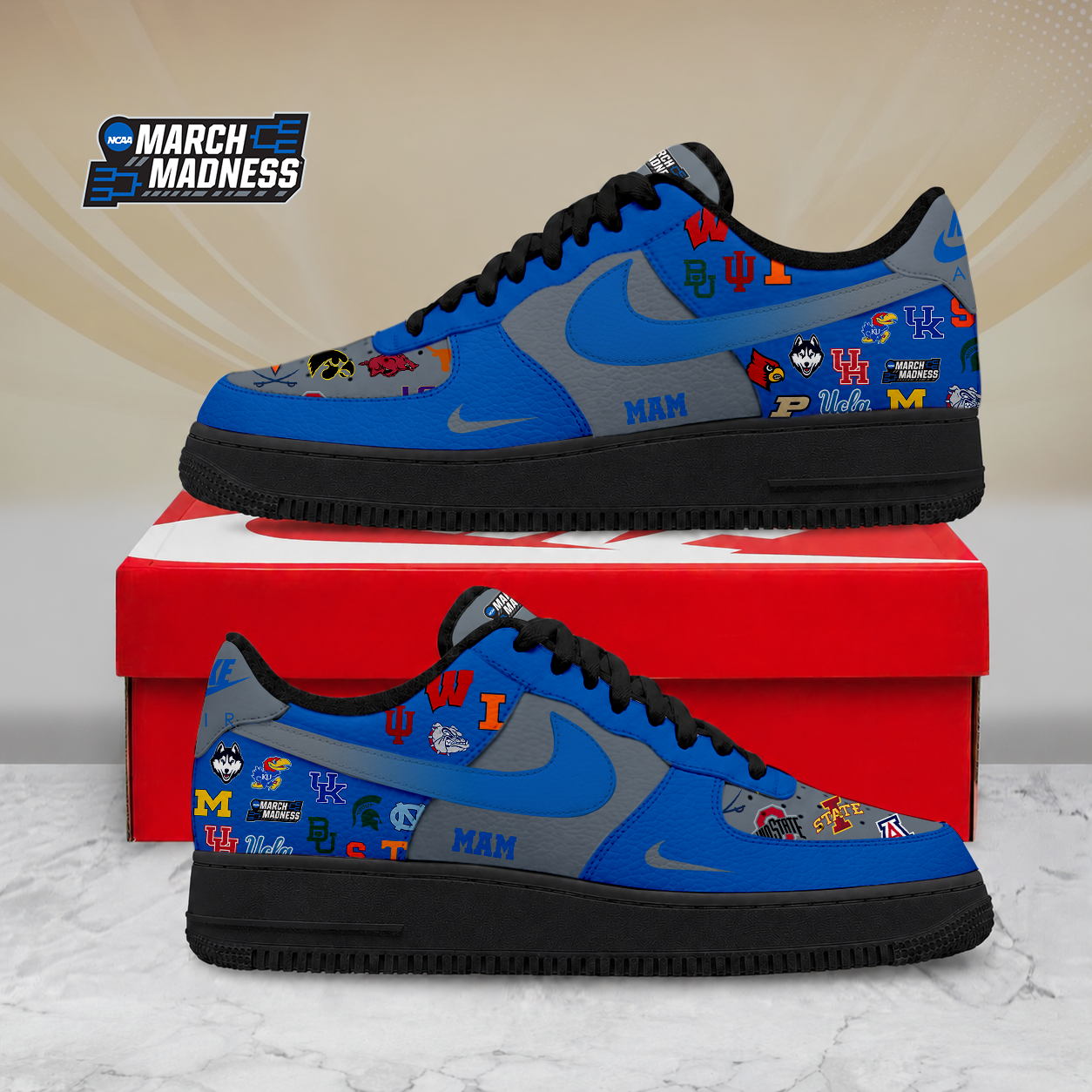 SPECIAL EDITION - NEW CUSTOMIZED NCAA MAM32 MAM ALL TEAMS AF1 SHOES
