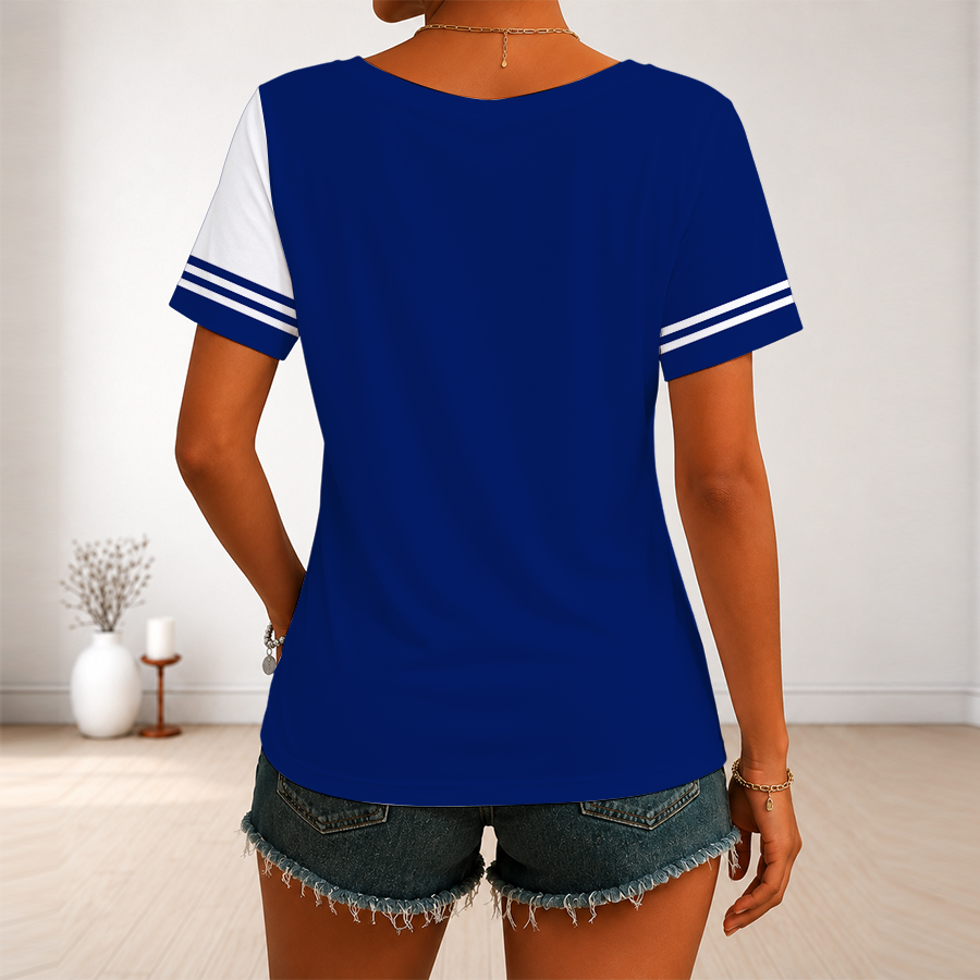 [SPECIAL OFFER] NEW CUSTOMIZED NFL32 NYG NEW YORK GIANTS V-NECK FEMALE SHIRT