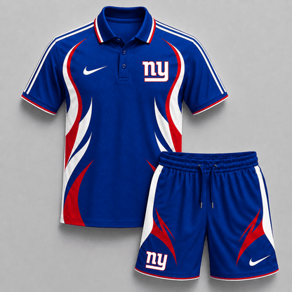 EXCLUSIVE EDITION - NEW CUSTOMIZED | NFL32 NYG NEW YORK GIANTS POLO SHIRT & SHORT PANTS SET
