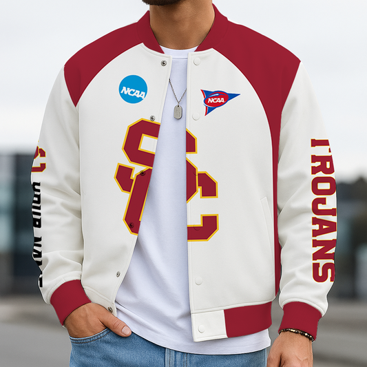 LIMITED DROP - NEW CUSTOMIZED | NCAA FBS32 USC USC TROJANS  BASEBALL JACKET, SATIN VARSITY JACKET