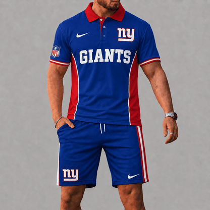 SPECIAL EDITION - NEW CUSTOMIZED | NFL32 NYG NEW YORK GIANTS POLO SHIRT & SHORT PANTS SET