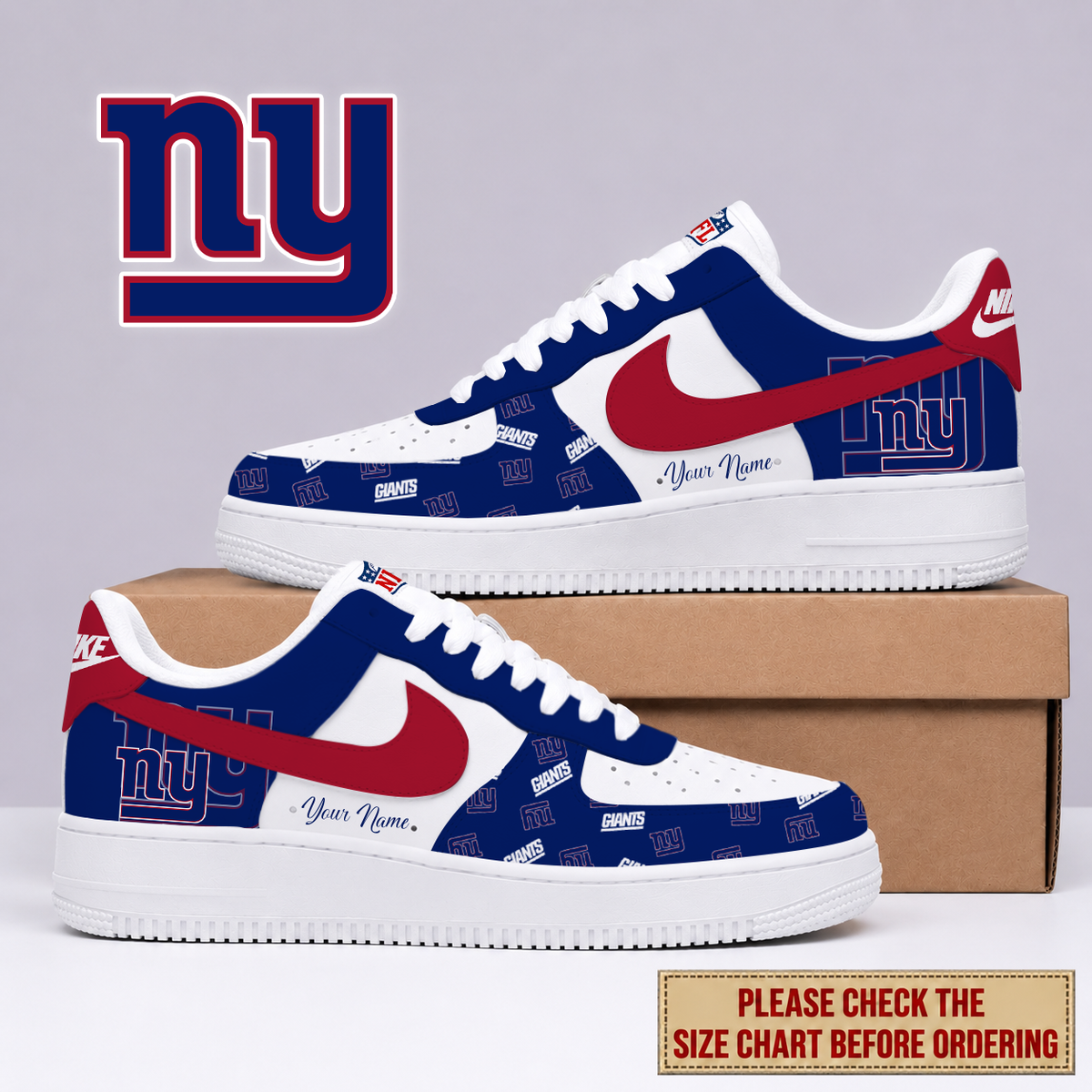 EXCLUSIVE EDITION - NEW CUSTOMIZED NFL32 NYG NEW YORK GIANTS AF1 SHOES