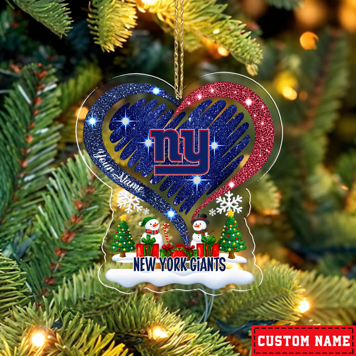 LIMITED EDITION - NEW CUSTOMIZED NFL32 NYG NEW YORK GIANTS CHRISTMAS ACRYLIC ORNAMENT