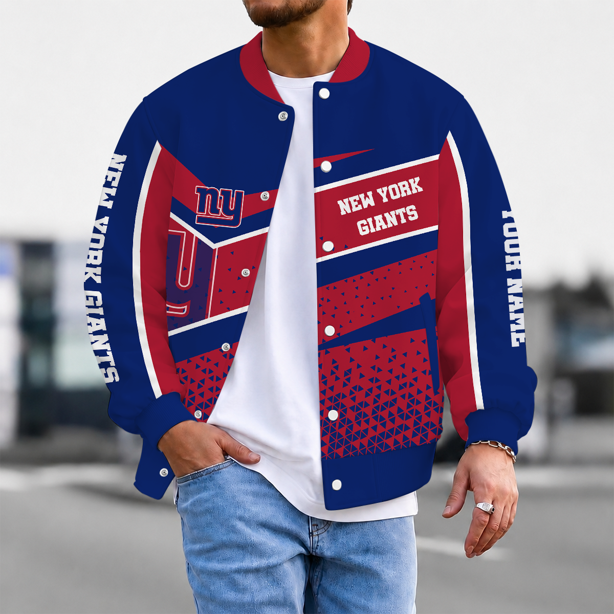 LIMITED EDITION - NEW CUSTOMIZED NFL32 NYG NEW YORK GIANTS SATIN VARSITY & BASEBALL JACKET
