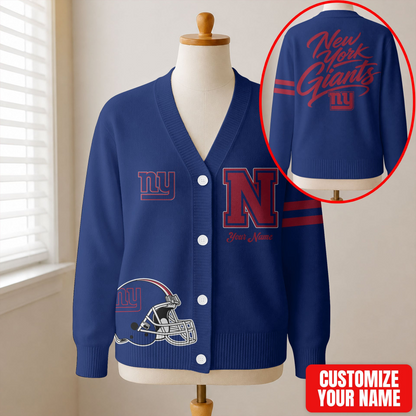 EXCLUSIVE EDITION - NEW CUSTOMIZED NFL32 NYG NEW YORK GIANTS CARDIGAN