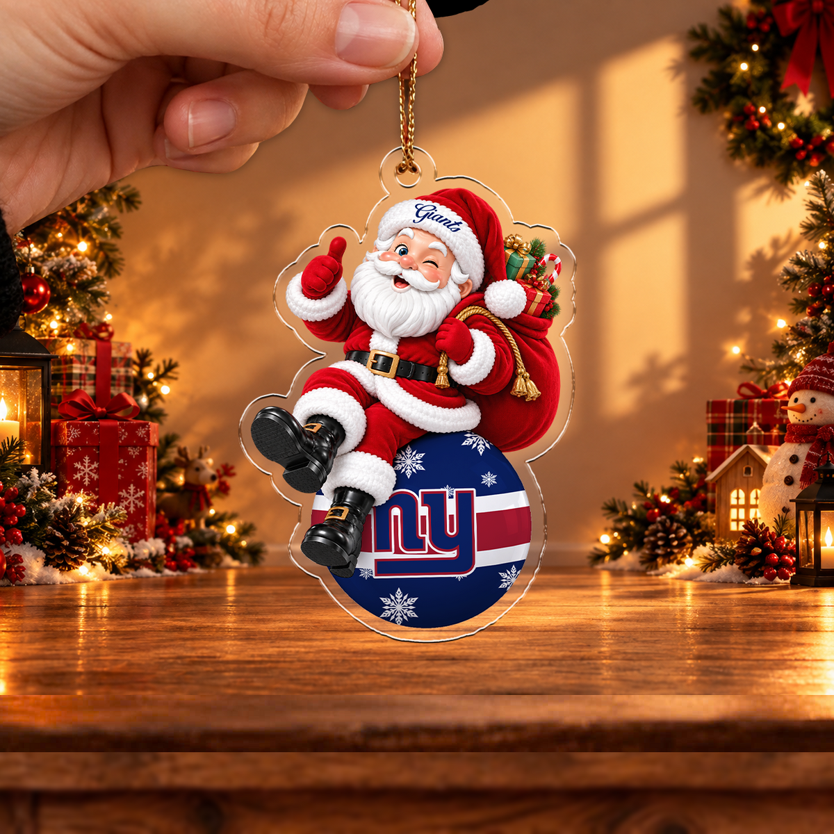 VIRAL EDITION - NEW CUSTOMIZED NFL32 NYG NEW YORK GIANTS CHRISTMAS ACRYLIC ORNAMENT