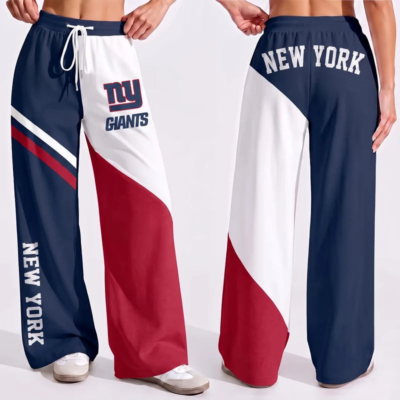 LIMITED EDITION - NEW CUSTOMIZED NFL32 NYG NEW YORK GIANTS WOMEN'S WIDE LEG PANTS
