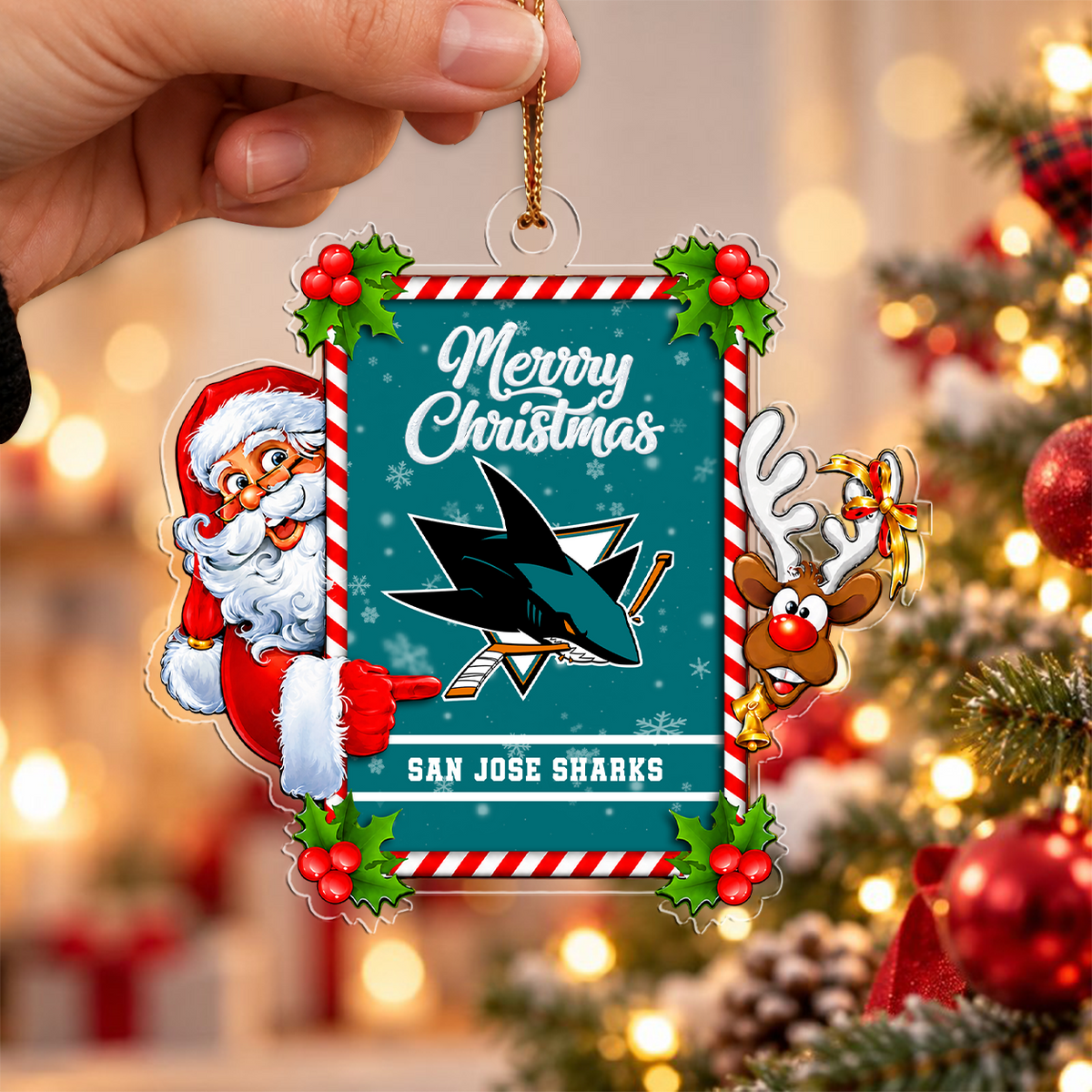 VIRAL EDITION - NEW CUSTOMIZED NHL32 SJS SAN JOSE SHARKS CHRISTMAS ACRYLIC ORNAMENT