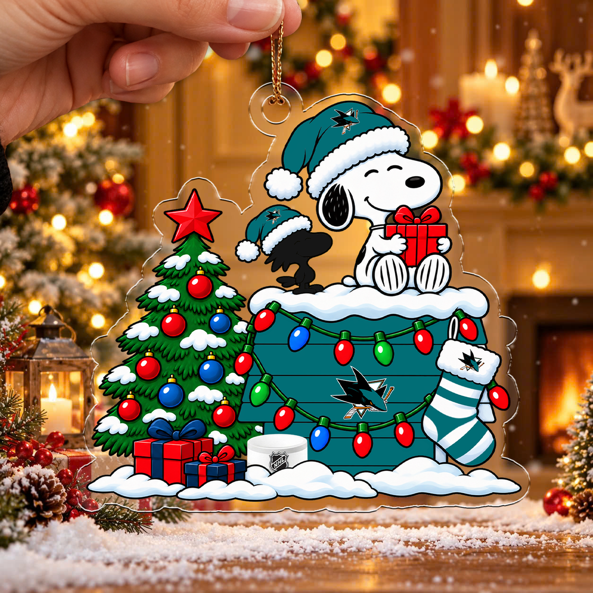 FLASH SALE - NEW CUSTOMIZED NHL32 SJS SAN JOSE SHARKS CHRISTMAS ACRYLIC ORNAMENT