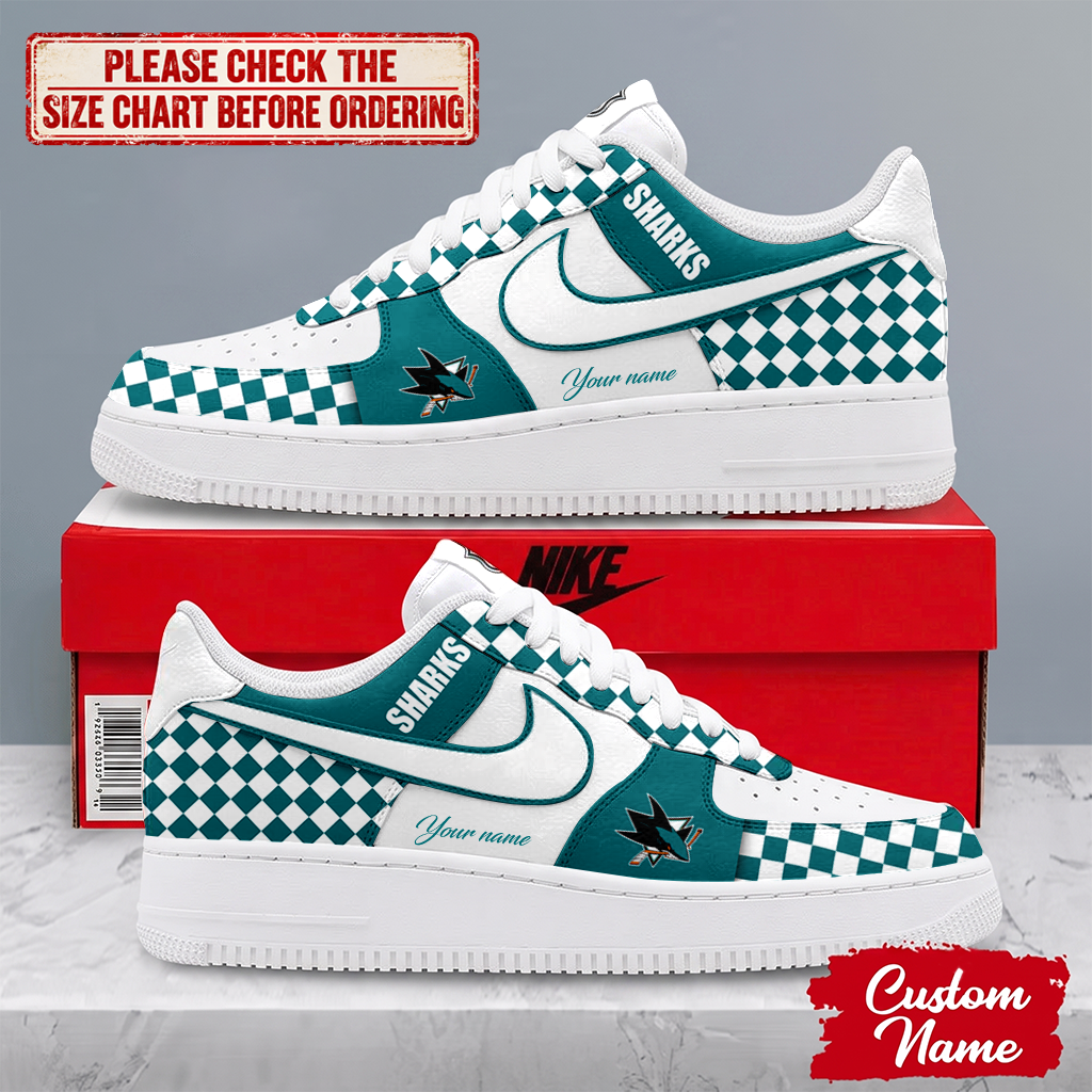 VIRAL EDITION - NEW CUSTOMIZED NHL32 SJS SAN JOSE SHARKS AF1 SHOES
