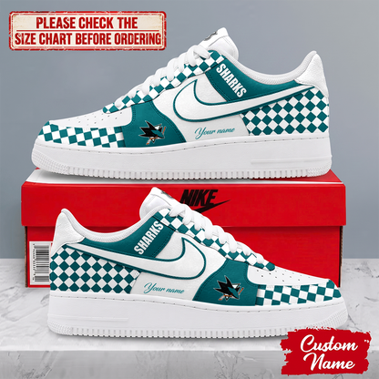VIRAL EDITION - NEW CUSTOMIZED NHL32 SJS SAN JOSE SHARKS AF1 SHOES