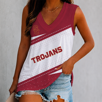 VIRAL EDITION - NEW CUSTOMIZED NCAA FBS32 USC USC TROJANS WOMEN'S V-NECK TANK TOP