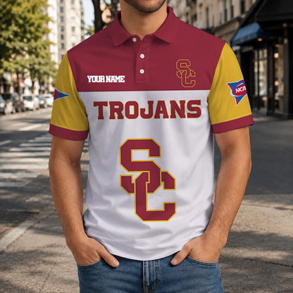 ELITE EDITION- NEW CUSTOMIZED NCAA FBS32 USC USC TROJANS POLO SHIRT, ZIP POLO SHIRT & T-SHIRTS