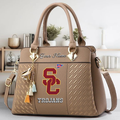 LIMITED EDITION - NEW CUSTOMIZED NCAA FBS32 USC USC TROJANS ZIP HANDBAG MULTICOLOR