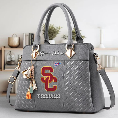 LIMITED EDITION - NEW CUSTOMIZED NCAA FBS32 USC USC TROJANS ZIP HANDBAG MULTICOLOR