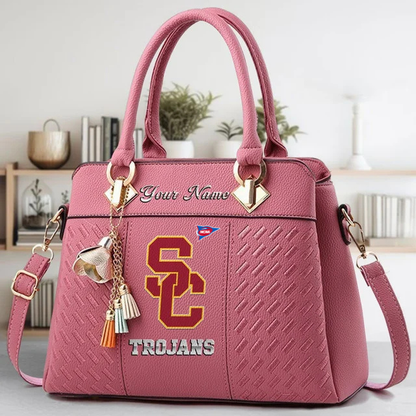 LIMITED EDITION - NEW CUSTOMIZED NCAA FBS32 USC USC TROJANS ZIP HANDBAG MULTICOLOR