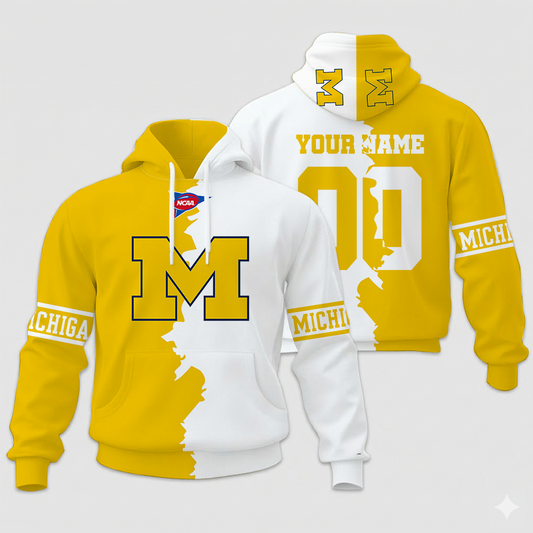 LIMITED EDITION - NEW CUSTOMIZED NCAA FBS03 MIW MI WOLVERINES UNISEX HOODIE & ZIP HOODIE