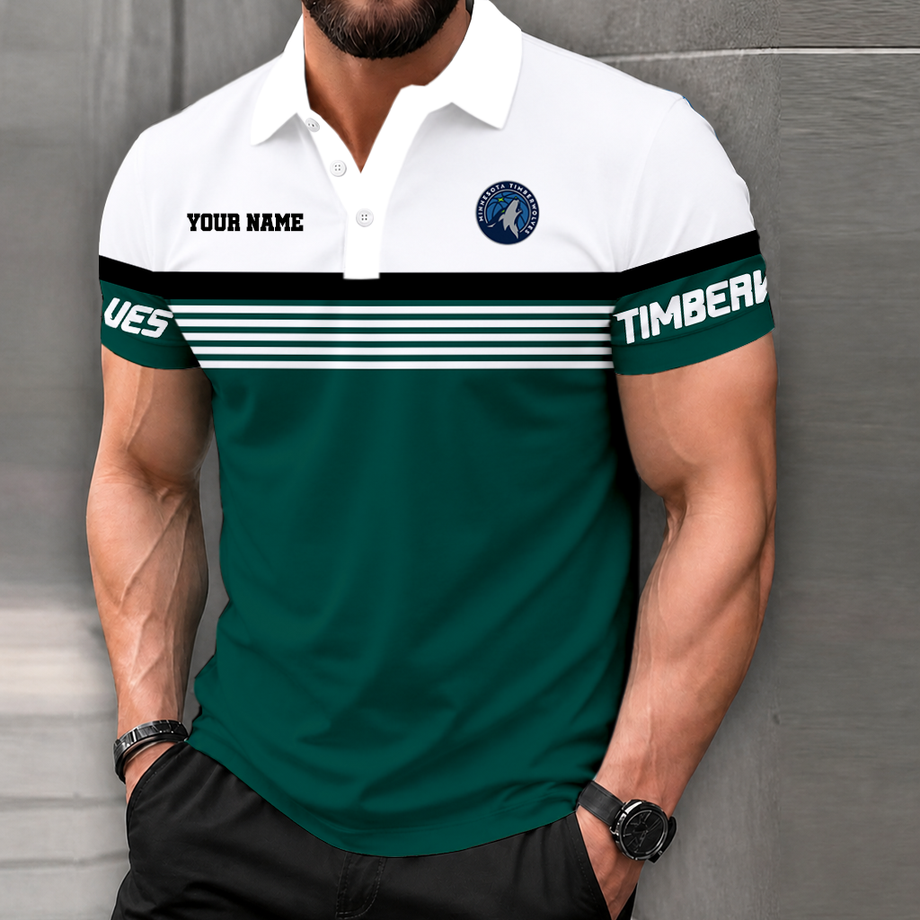 FINAL SALE - NEW CUSTOMIZED NBA05 MTW MINNESOTA TIMBERWOLVES POLO SHIRT