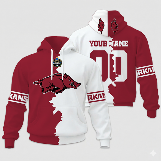 LIMITED EDITION - NEW CUSTOMIZED NCAA CWS03 AKR AK RAZORBACKS UNISEX HOODIE & ZIP HOODIE