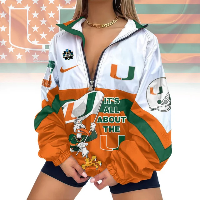 LIMITED EDITION - NEW CUSTOMIZED CWS NCAA04 MIH MI HURRICANES V-NECK ZIPPER SWEATSHIRT JACKET