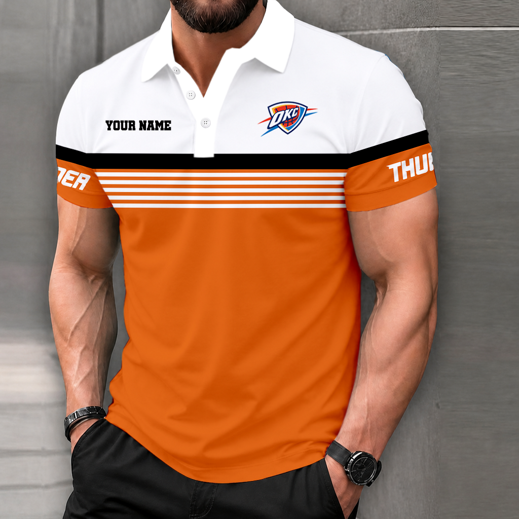 FINAL SALE - NEW CUSTOMIZED NBA01 OCT OKLAHOMA CITY THUNDER POLO SHIRT