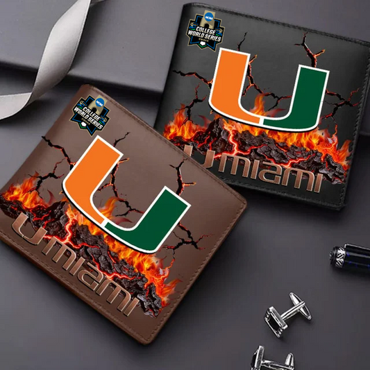 LIMITED EDITION - NEW CUSTOMIZED CWS NCAA04 MIH MI HURRICANES LEATHER WALLET