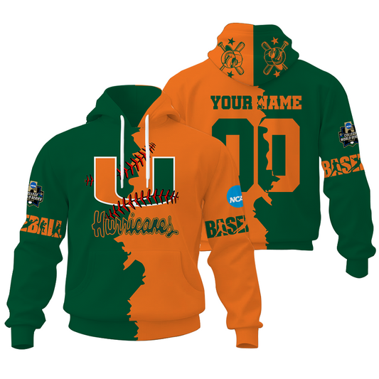 LIMITED EDITION - NEW CUSTOMIZED NCAA CWS04 MIH MI HURRICANES UNISEX HOODIE & ZIP HOODIE