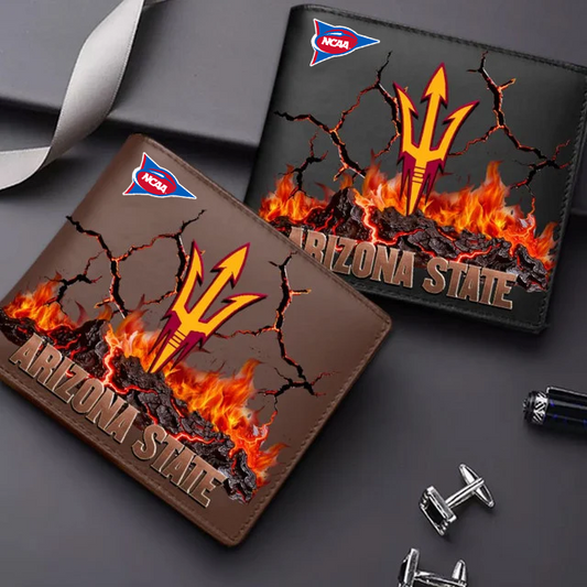 LIMITED EDITION - NEW CUSTOMIZED FBS NCAA04 ASS AS SUN DEVILS LEATHER WALLET