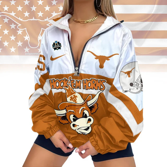 LIMITED EDITION - NEW CUSTOMIZED CWS NCAA05 TXL TX LONGHORNS V-NECK ZIPPER SWEATSHIRT JACKET