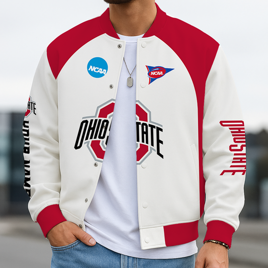 LIMITED DROP - NEW CUSTOMIZED | NCAA FBS05 OSB OS BUCKEYES BASEBALL JACKET, SATIN VARSITY JACKET