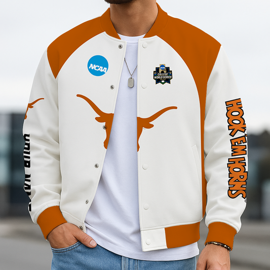 LIMITED DROP - NEW CUSTOMIZED|NCAA CWS05 TXL TX LONGHORNS BASEBALL JACKET, SATIN VARSITY JACKET