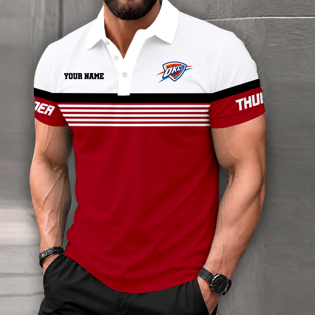 FINAL SALE - NEW CUSTOMIZED NBA01 OCT OKLAHOMA CITY THUNDER POLO SHIRT
