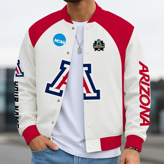 LIMITED DROP - NEW CUSTOMIZED|NCAA CWS06 ARW AR WILCATS BASEBALL JACKET, SATIN VARSITY JACKET