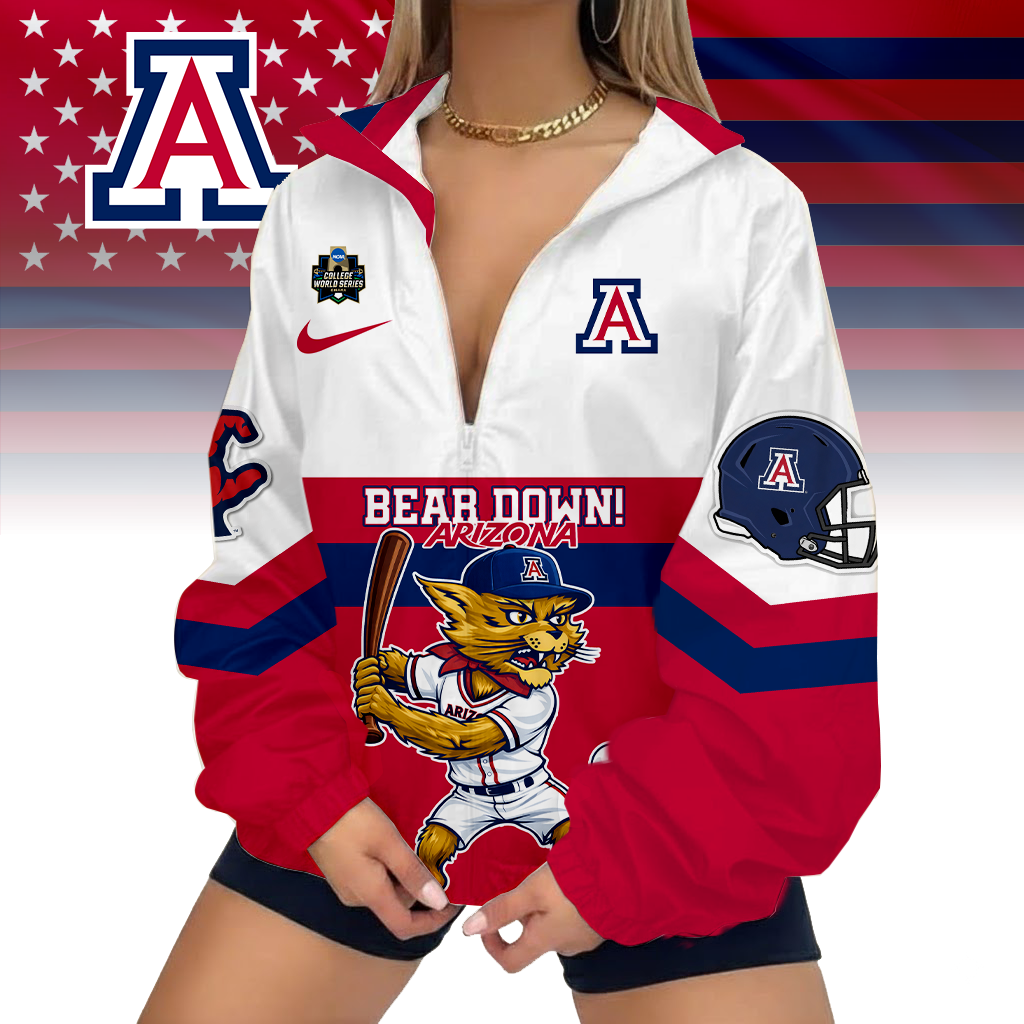 LIMITED EDITION - NEW CUSTOMIZED CWS NCAA06 ARW AR WILCATS V-NECK ZIPPER SWEATSHIRT JACKET