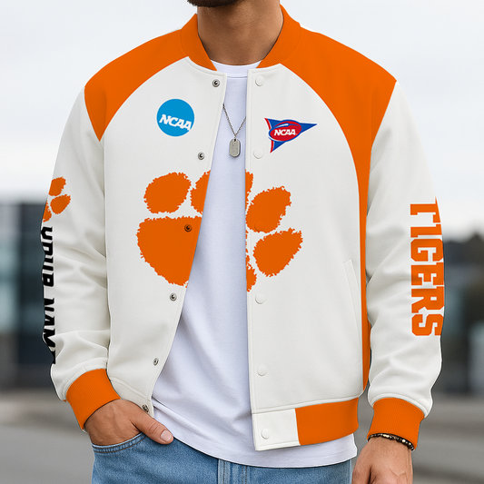 LIMITED DROP - NEW CUSTOMIZED | NCAA FBS07 CST CS TIGERS BASEBALL JACKET, SATIN VARSITY JACKET