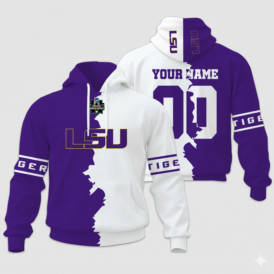 LIMITED EDITION - NEW CUSTOMIZED NCAA CWS07 LST LSU TIGERS UNISEX HOODIE & ZIP HOODIE