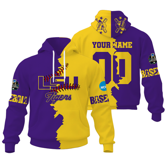 LIMITED EDITION - NEW CUSTOMIZED NCAA CWS07 LST LSU TIGERS UNISEX HOODIE & ZIP HOODIE