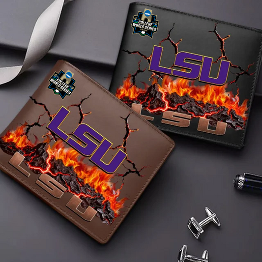LIMITED EDITION - NEW CUSTOMIZED CWS NCAA07 LST LSU TIGERS LEATHER WALLET
