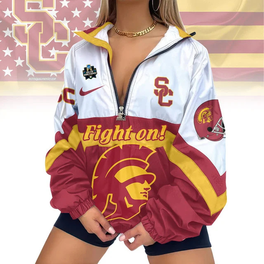 LIMITED EDITION - NEW CUSTOMIZED CWS NCAA09 USC USC TROJANS V-NECK ZIPPER SWEATSHIRT JACKET