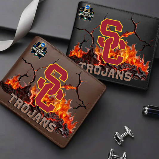 LIMITED EDITION - NEW CUSTOMIZED CWS NCAA09 USC USC TROJANS LEATHER WALLET